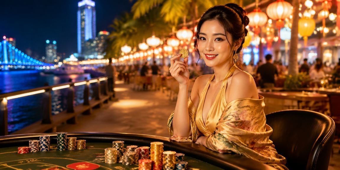 Bàn Baccarat sôi động tại chợ đêm Đà Nẵng trong không khí casino trực tuyến