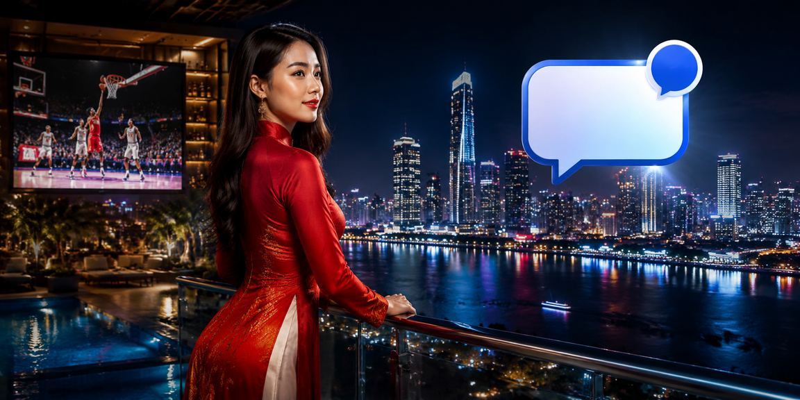 Người dùng Hà Nội mặc áo dài theo dõi trận bóng rổ và đặt cược trực tuyến
