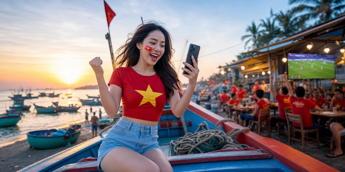 Người chơi trải nghiệm casino trên điện thoại di động tại bãi biển Mũi Né